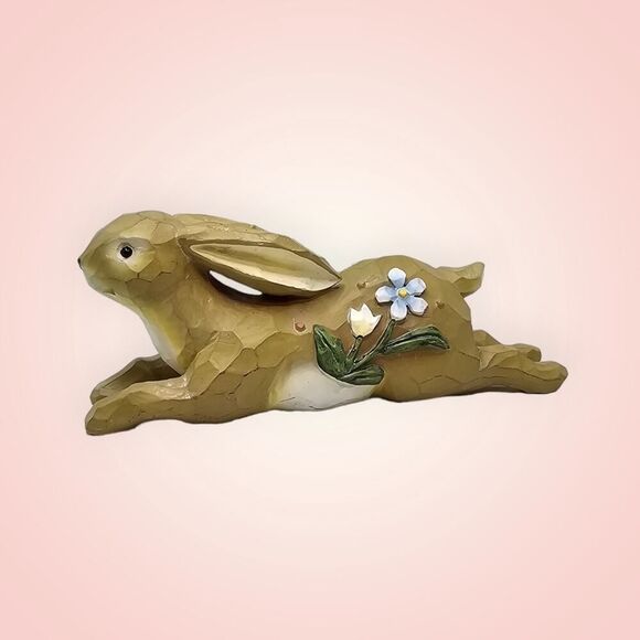 Ganz Resin Easter Bunny Rabbit Figurine With White Flowers EUC 6.5" - Picture 3 of 11